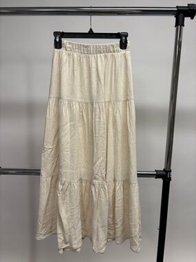 Stradivarius Cream Tiered Maxi Skirt